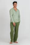 Runit Gupta_Green Enzyme Washed Cotton Plain Solid Hand Dyed Pant  _Online_at_Aza_Fashions