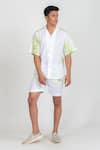 Runit Gupta_White Enzyme Washed Cotton Hand Dyed Tie Shorts  _Online_at_Aza_Fashions