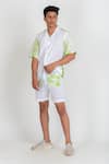 Buy_Runit Gupta_White Enzyme Washed Cotton Hand Dyed Tie Shorts  _Online_at_Aza_Fashions