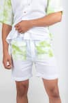 Runit Gupta_White Enzyme Washed Cotton Hand Dyed Tie Shorts  _at_Aza_Fashions