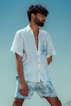 Buy_Runit Gupta_Blue Enzyme Washed Cotton Hand Dyed Tie Shorts  _at_Aza_Fashions