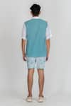 Shop_Runit Gupta_Blue Enzyme Washed Cotton Hand Dyed Tie Shorts  _at_Aza_Fashions