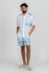 Buy_Runit Gupta_Blue Enzyme Washed Cotton Hand Dyed Tie Shorts  _Online_at_Aza_Fashions