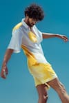 Buy_Runit Gupta_White Enzyme Washed Cotton Hand Dyed Tie Shorts  _at_Aza_Fashions