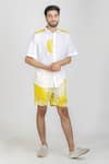 Runit Gupta_White Enzyme Washed Cotton Hand Dyed Tie Shorts  _Online_at_Aza_Fashions