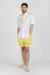 Buy_Runit Gupta_White Enzyme Washed Cotton Hand Dyed Tie Shorts  _Online_at_Aza_Fashions