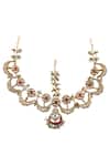 Riana Jewellery_Gold Plated Crescent Moon Bead Drop Mathapatti _Online_at_Aza_Fashions