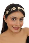 Buy_Riana Jewellery_Gold Real Jadtar Stones Pearl Embellished Hairband _at_Aza_Fashions
