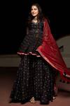 Buy_Pallavi Jaipur_Black Tunic Chanderi And  Pants Chanderi Dupatta Sharara Set_at_Aza_Fashions