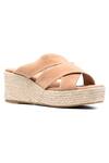 Buy_Sephyr_Beige Suede Cross Strap Platform Mules _at_Aza_Fashions