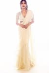 Buy_Ridhi Mehra_White Blouse Net Saree Chiffon Arsema Draped Ruffle With  _at_Aza_Fashions