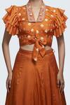 Shop_Riraan Couture_Orange Printed Silk Lehenga Set_Online_at_Aza_Fashions