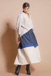 Shop_Stoique_Beige Cotton Matty Printed Colorblock Skirt _at_Aza_Fashions