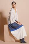 Buy_Stoique_Beige Cotton Matty Printed Colorblock Skirt _Online_at_Aza_Fashions