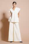 Buy_Stoique_Off White Cotton Matty V Neck Quilted Vest Top_at_Aza_Fashions