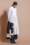 Stoique_Off White Viscose Lycra Abstract V Neck Overlap Applique Dress_Online_at_Aza_Fashions