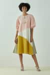 Buy_Madder Much_Multi Color Cotton Plain Round Risa Colorblock Dress _at_Aza_Fashions
