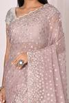 Buy_Nazaakat By Samara Singh_Purple Organza 3d Floral Embellished Saree_Online_at_Aza_Fashions