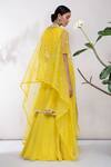 Shop Aneesh Agarwaal Yellow Organza, Chiffon V Neck Embroidered Cape And Anarkali Set at Aza Fashions Shop_Aneesh Agarwaal_Yellow Organza, Chiffon V Neck Embroidered Cape And Anarkali Set _at_Aza_Fashions