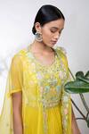 Buy Aneesh Agarwaal Yellow Organza, Chiffon V Neck Embroidered Cape And Anarkali Set Online at Aza Fashions Buy_Aneesh Agarwaal_Yellow Organza, Chiffon V Neck Embroidered Cape And Anarkali Set _Online_at_Aza_Fashions