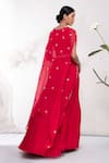 Shop_Aneesh Agarwaal_Red Organza, Chiffon V Neck Embroidered Lehenga Set _at_Aza_Fashions
