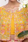Buy_Aneesh Agarwaal_Yellow Chiffon Round Embroidered Cape Lehenga Set _Online_at_Aza_Fashions