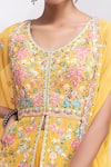 Buy_Aneesh Agarwaal_Yellow Georgette V Neck Embroidered Kurta Lehenga Set _Online_at_Aza_Fashions