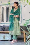 Shop_Rivaaj Clothing_Green Cotton Printed Block Round Floral Anarkali Set _Online_at_Aza_Fashions