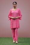 Buy_Rivaaj Clothing_Pink Thread Work Kurta And Pant Set _at_Aza_Fashions