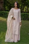 Buy_Rashi Jain_Beige Chanderi Boat Inayat Kurta Set _at_Aza_Fashions