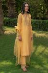Buy Rashi Jain Yellow Chanderi Notched Sunheri Kurta Set at Aza Fashions Buy_Rashi Jain_Yellow Chanderi Notched Sunheri Kurta Set _at_Aza_Fashions