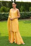 Buy Rashi Jain Yellow Chanderi V Neck Subha Kurta Sharara Set at Aza Fashions Buy_Rashi Jain_Yellow Chanderi V Neck Subha Kurta Sharara Set _at_Aza_Fashions