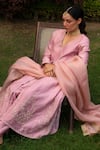Buy Rashi Jain Pink Chanderi V Neck Nakashi Anarkali Set Online at Aza Fashions Buy_Rashi Jain_Pink Chanderi V Neck Nakashi Anarkali Set _Online_at_Aza_Fashions