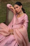 Rashi Jain Pink Chanderi V Neck Nakashi Anarkali Set at Aza Fashions Rashi Jain_Pink Chanderi V Neck Nakashi Anarkali Set _at_Aza_Fashions