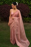 Buy_Rashi Jain_Pink Organza Satin Silk Gulaab Embroidered Saree _at_Aza_Fashions