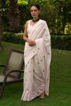 Buy_Rashi Jain_Beige Chanderi Ruh Embroidered Saree _at_Aza_Fashions