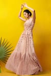 Buy_Rishi and Soujit_Pink Silk Cotton Embroidered Gown _at_Aza_Fashions