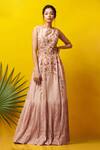 Shop_Rishi and Soujit_Pink Silk Cotton Embroidered Gown _at_Aza_Fashions