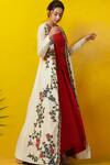 Shop_Rishi And Soujit_White Cotton Silk Round Embroidered Jacket With Asymmetric Tunic _at_Aza_Fashions