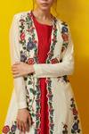 Buy_Rishi And Soujit_White Cotton Silk Round Embroidered Jacket With Asymmetric Tunic _Online_at_Aza_Fashions