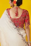 Buy_Rishi and Soujit_White Tussar Scoop Neck Embroidered Saree With Blouse  _Online_at_Aza_Fashions