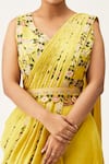 Rishi and Soujit_Yellow Silk Cotton Embroidered Pre-pleated Pant Saree With Blouse  _Online_at_Aza_Fashions