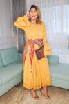 Buy_Ritu Kumar_Yellow Dobby Round Textured Kurta_at_Aza_Fashions