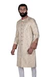 Buy_Rohit Kamra Jaipur_Beige Silk Brocade Sherwani Set  _at_Aza_Fashions