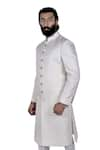 Rohit Kamra Jaipur_White Silk Brocade Sherwani Set  _Online_at_Aza_Fashions