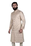 Buy_Rohit Kamra Jaipur_White Silk Brocade Sherwani Set  _at_Aza_Fashions