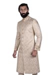 Rohit Kamra Jaipur_White Silk Brocade Sherwani Set  _Online_at_Aza_Fashions