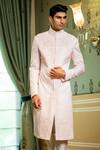 Buy Rohit Kamra Jaipur Pink Linen Silk Embroidered Sherwani at Aza Fashions Buy_Rohit Kamra Jaipur_Pink Linen Silk Embroidered Sherwani _at_Aza_Fashions
