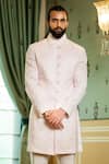 Buy_Rohit Kamra Jaipur_Pink Linen Silk Embroidered Sherwani  _at_Aza_Fashions