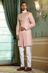 Shop_Rohit Kamra Jaipur_Pink Jacquard Floral Motif Sherwani  _at_Aza_Fashions